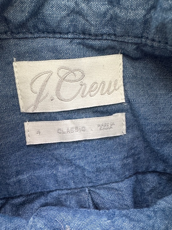 ☮️☮️ J. Crew Blue Chambray Ruffled Collar Shirt - Picture 2 of 5